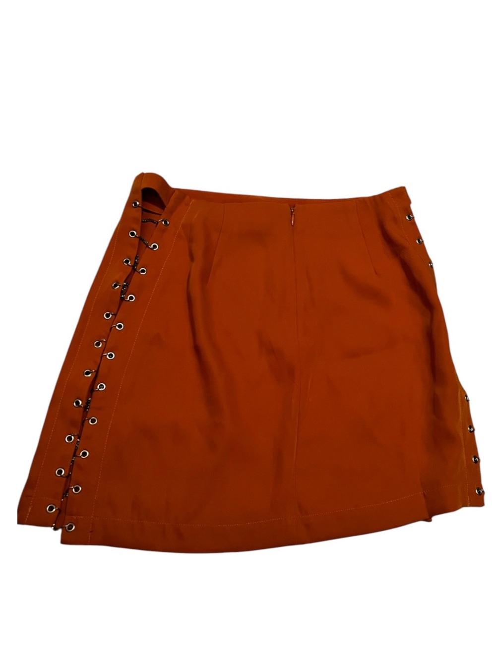 Hours Revolve Womens Skirt Lacey Rust Orange Chain Mini Skirt - Picture 3 of 6